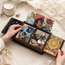 1 buah Kotak Penyimpanan Kartu Tarot Kayu Antik dengan Kompartemen. Digunakan untuk Mengatur Kartu Tarot. Hadiah Elegan, Cocok untuk Penggemar Ramalan Tarot, Cocok untuk Pajangan Meja. Sempurna untuk Hari Thanksgiving dan Halloween, Membutuhkan Perakitan Sendiri. - 1PC - View 2