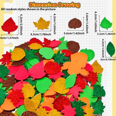 50/100/200/300/500pcs Autumn Leaf Gold Foil Foam Stickers, Maple Leaf DIY Autumn Festival Party Decoration Crafts, Party And School Small Gifts, Suitable For Thanksgiving And Christmas Decoration