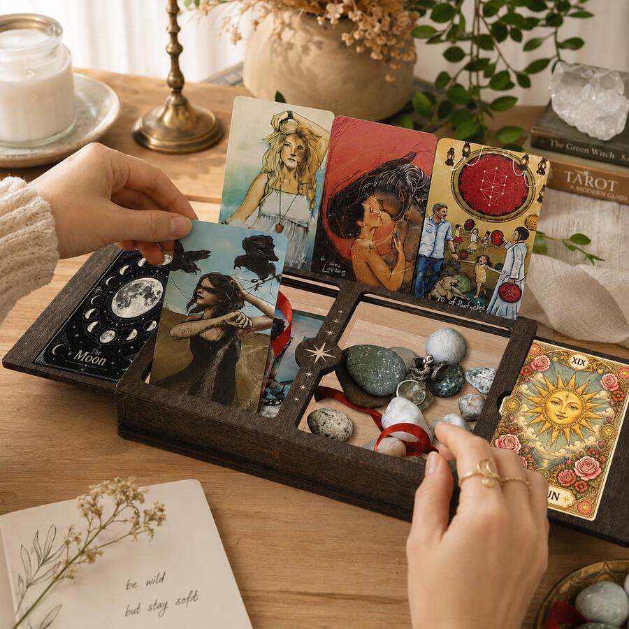 1 buah Kotak Penyimpanan Kartu Tarot Kayu Antik dengan Kompartemen. Digunakan untuk Mengatur Kartu Tarot. Hadiah Elegan, Cocok untuk Penggemar Ramalan Tarot, Cocok untuk Pajangan Meja. Sempurna untuk Hari Thanksgiving dan Halloween, Membutuhkan Perakitan Sendiri. - 1PC - View 1