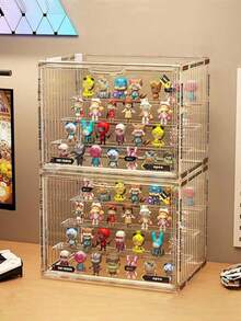 Figure Display Stand Waterproof Clear Display Case Removable Acrylic Storage Organizers Box For Action Figure For Collectibles Home Accessories Apartment Essential Office Hotel Desktop Decoration Back To School Use Holiday Essentials - Multicolor - View 8