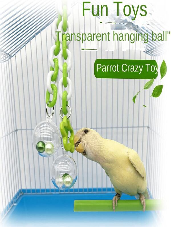 1pc Multi-Color Parrot Toy Chewing Beads Transparent Hanging Ball Bird Cage Pendant Bird Supplies Bird Cage Accessories