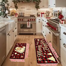 1/2/3pcs Christmas Theme Kitchen Rug, Flannel Kitchen Mat, Comfortable Soft Absorbent Non-Slip Machine Washable With Anti-Slip Backing, Multi-Functional Home Mat For Doorway, Living Room, Bedroom, Kitchen, Dining Room, Bathroom, Laundry Room, Patio, Entryway, Christmas Holiday Decor - Multicolor - View 16