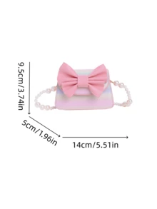 1pc Girls Bow PU Magnetic Closure Fashion Crossbody Bag Suitable For All Seasons Daily Use - A - View 4