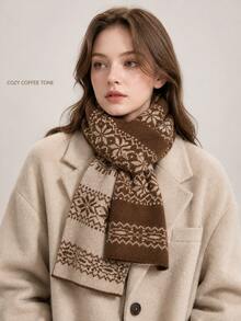 Double-Sided Knitted Scarf For Women, Winter Warm Couple Neck Warmer, Vintage Versatile Atmosphere Shawl - Scarf - View 2