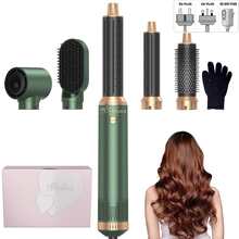 ATOPSKINS 5-In-1 Hot Air Blow Dryer & Professional Salon-Grade Styling Tool Set | 5 Detachable & Interchangeable Heads + 3 Precise Temperature Settings | Auto-Curling & Multiple Styling (Curling/Wavy/Straight/Smooth/Volumizing/Inward Curl/Outward Curl) - Green - View 2