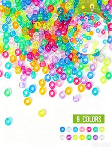 1000/2pcs Fluorescent Glow Horseshoe Beads, 9mm Plastic Handmade Beads, Suitable For DIY Jewelry Making, Ideal For Friendship Bracelets, Necklaces And Hair Braiding Projects, 9 Vibrant Fluorescent Colors, Lightweight And Easy To Thread - Mixed Style - View 3
