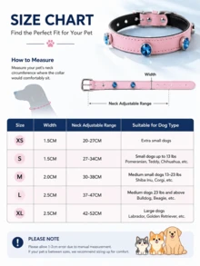 1pc Fashionable Cute Rhinestone Pet Collar, Genuine Leather Exquisite Beautiful Dog Cat Collar, Adjustable Pet Collar Cat Dog Universal Ins Style Pet Collar Leash Set - Multicolor - View 5