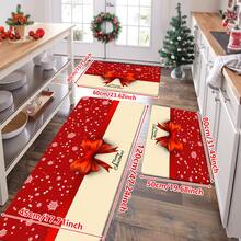 1/2/3pcs Christmas Theme Kitchen Rugs, Flannel Kitchen Mats, Soft Comfortable Absorbent Non-Slip Machine Washable With Non-Slip Backing, Suitable For Multiple Scenes: Entryway, Living Room, Bedroom, Kitchen, Dining Room, Bathroom, Laundry Room, Hallway, Christmas Holiday Home Decor Floor Mat - Multicolor - View 11