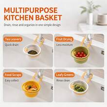 Hanging Sink Strainer Basket, Multi-Function Kitchen Sink Filter, Food Waste Filtration Separator, Portable Vegetable & Fruit Washing & Draining Basket, Space-Saving Kitchen Sink Side-Mount Storage Filter Basket, Suitable For Daily Home Kitchen Meal Prep - Multi-color - View 5