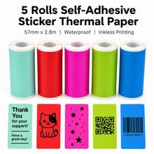 Mini Thermal Printer Sticker Paper 5/10 Rolls Colored Sticker Roll 57x25mm Self Adhesive Thermal Sticker Paper For Sticker Boxes, Crafts, And Notes, With Ink-Free Printing For Creative Projects - View 4