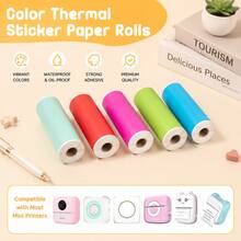 Mini Thermal Printer Sticker Paper 5/10 Rolls Colored Sticker Roll 57x25mm Self Adhesive Thermal Sticker Paper For Sticker Boxes, Crafts, And Notes, With Ink-Free Printing For Creative Projects - View 11