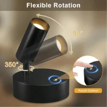 1pc Indoor Rechargeable Magnetic LED Spotlight, USB Charging, 3-Color Dimmable, 350° Rotatable, Battery Powered Wall Lamp, Suitable For Bedroom, Bedside, Artwork, Painting, Potted Plant, Photo Lighting - Multicolor - View 4
