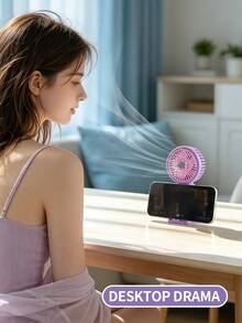 AOYI 可充電手持風扇，便攜式迷你個人夏季風扇，配備 300mAh USB 可充電電池，1 段風速，可拆卸底座的個人桌面風扇，旅行度假必備，適用於居家、辦公室、學校、戶外 - 小花粉色 - 查看 7