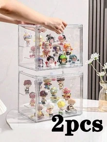 Figure Display Stand Waterproof Clear Display Case Removable Acrylic Storage Organizers Box For Action Figure For Collectibles Home Accessories Apartment Essential Office Hotel Desktop Decoration Back To School Use Holiday Essentials - Multicolor - View 3
