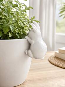Rabbit Pot Hanger Figurine,Resin Rabbit Statue For Flower Pot Edge,Animal Garden Ornament,Waterproof Rabbit Figure For Patio Yard Balcony Plant Pot Decor,Home Outdoor Lawn Decoration Ornament,Poolside Backyard Garden Landscape Accessory - Wall-mounted White Rabbit - View 10