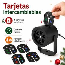 Proyector LED de Luces Navideñas y Halloween con 4 Tarjetas Intercambiables, Luz Decorativa de Proyección Multicolor hasta 10m con Ángulo Ajustable para Interiores, Sala, Fiestas y Fachadas, Conector Eléctrico Enchufable con Base Estable - Tipo de Enchufe A USA (110-127V) - Ver 5