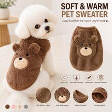 Autumn/Winter Pet Cat & Dog Sweater, Soft Skin-Friendly Plush Pullover, Comfortable Warm Top, Suitable For Small & Medium Dogs, Teddy, Bichon, Poodle, Schnauzer, Home & Outdoor Wear - Khaki - View 2