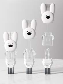 3pcs New Cute Rabbit 3-In-1 Cup Brush, Petal 3-In-1 Cup Brush, Multi-Functional Crevice Cleaning Brush, Tea Cup & Baby Bottle Slot Brush, Portable For Home And Travel - Multiple Styles and Colors - View 6