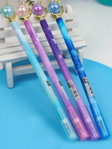 4pcs Student Neutral Pens, Cartoon Unicorn Water-Based Pens, Creative Learning Stationery Office Supplies Black Ink Pens - Sets - View 3