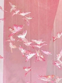 11/21Pcs Mini DIY Crystal Butterfly Hanging Ornaments, Pink/Purple Decorative Butterfly Curtain For Christmas Tree, Wedding & Bedroom Decor - View 7