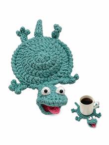 1pc Handmade Crochet Lizard Coaster, Cute Animal Coaster & Small Storage Organizer, Fun Coffee Cup Coaster, Suitable For Desk And Coffee Table Decor, Halloween And Christmas Handmade Gift, Finished Product - Multicolor - View 17