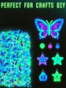 1000/2pcs Fluorescent Glow Horseshoe Beads, 9mm Plastic Handmade Beads, Suitable For DIY Jewelry Making, Ideal For Friendship Bracelets, Necklaces And Hair Braiding Projects, 9 Vibrant Fluorescent Colors, Lightweight And Easy To Thread - Mixed Style - View 7