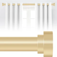 1PC Gold Curtain Rod,1 Inch Diameter Heavy Duty Curtain Rods,Modern Adjustable Curtain Rod End Caps Feature A Layered Design,Household Bathroom Window Curtains Rod - Gold 36-88inch 1PC - View 1