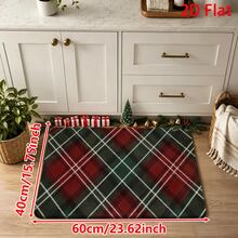1/2/3pcs Christmas Theme Kitchen Rug, Flannel Kitchen Rug Red & Green Plaid Christmas Style, Comfortable Soft Absorbent Non-Slip, Machine Washable With Non-Slip Backing, Multi-Functional Home Mat Suitable For Doorway, Living Room, Bedroom, Kitchen, Dining Room, Bathroom, Laundry Room, Patio, Entryway, Holiday Home Decor - Multicolor - View 14