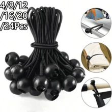 4/8/12/16/20/24Pcs Durable Flexible Heavy Duty Black Nylon Elastic Rope, Used For Tent Stakes, Camping Gear And Outdoor Equipment, For Secure Fastening, Camping Essential, Functional Design, Craft Rope - Resistance Band - View 3