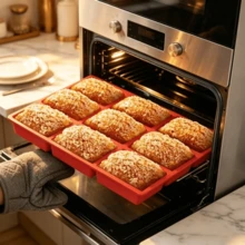 1/2PCS Multi-Purpose 9-Cavity Rectangular Silicone Bread Mold, Suitable For Oven And Air Fryer. Integrated 9-Grid Design, Applicable For Pound Cake, Toast, Pastry, Meat Cake, Fruit Cake. Soft Non-Stick Material, Easy And Complete Demolding, Not Easily Damaged. Smooth Surface, Clean With Water After Use, Reusable. Suitable For Home Baking, Flexible Texture, Can Be Rolled And Stored, Does Not Occupy Cabinet Space. Practical DIY Baking Tool For Home Kitchen, Beginners Can Easily Make Delicious Baked Treats. - View 13