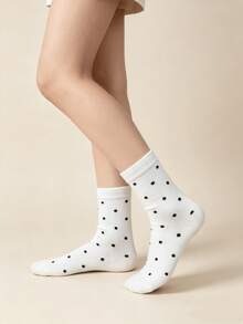 1/4 Pair All-Season Polka Dot Versatile Comfortable Mid-Calf Socks - Multicolor - View 7