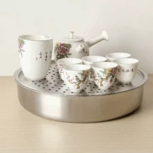 18/10 Stainless Steel Perforated Steamer Plate, Household Dumpling Plate, Draining Tea Plate, Oil Filter Plate, 28cm Steamer Pot, Draining Plate - View 2