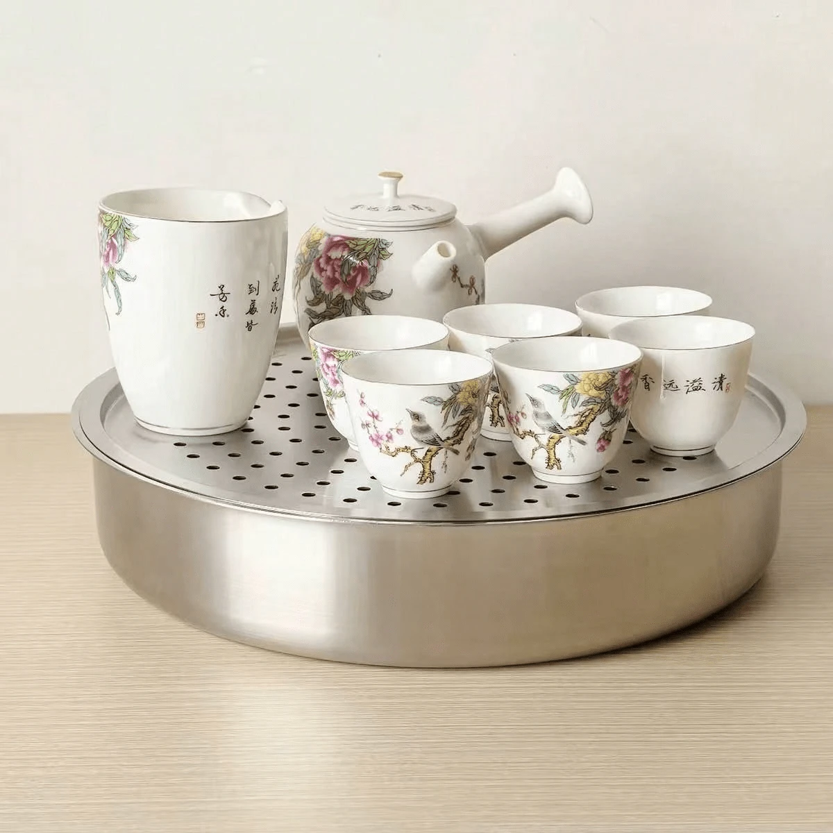 18/10 Stainless Steel Perforated Steamer Plate, Household Dumpling Plate, Draining Tea Plate, Oil Filter Plate, 28cm Steamer Pot, Draining Plate