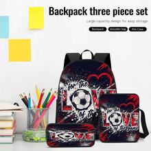 Football Theme 2D Print 3 Pieces Backpack Set, Large Capacity Backpack With Crossbody Bag And Pencil Case, Side Elastic Mesh Pocket For Water Bottle, Wide Breathable Adjustable Shoulder Straps, Sports Style Daily Commute Travel Casual Storage Bag - Printed Bag - View 7