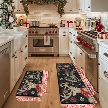 1/2/3pcs Christmas Theme Kitchen Rug, Flannel Kitchen Mat, Soft Comfortable Absorbent Non-Slip Machine Washable With Non-Slip Backing, Suitable For Multiple Scenes: Entryway, Living Room, Bedroom, Kitchen, Dining Room, Bathroom, Laundry Room, Hallway, Christmas Holiday Home Decor - Multicolor - View 16
