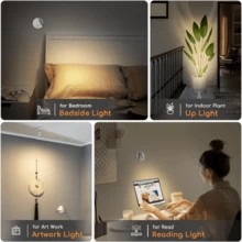 1pc Indoor Rechargeable Magnetic LED Spotlight, USB Charging, 3-Color Dimmable, 350° Rotatable, Battery Powered Wall Lamp, Suitable For Bedroom, Bedside, Artwork, Painting, Potted Plant, Photo Lighting - Multicolor - View 6