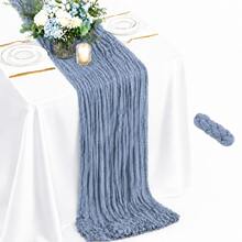 12 Pack Dusty Blue Cheesecloth Table Runner, Boho Gauze Table Runner, Rustic Sheer Cheese Cloth Runner For Wedding Reception, Bridal Shower, Baby Shower, Birthday Party, Anniversary, Farmhouse Dining Table Centerpiece, Holiday And Home Decor - Grey-blue - View 18
