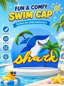 Children's Cartoon Print Silicone Swim Cap, Unicorn & Mermaid Pattern, High Elasticity Ear Protection Swimming Cap, Suitable For Pool Training, Swimming Lessons And Beach Activities - Royal Blue - View 1