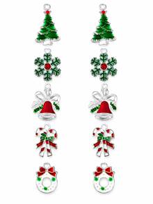 10/20pcs Christmas Enamel Charms For Jewelry Making, 5 Styles Double-Sided Pendants Keychain DIY For Jewelry Making Supplies - Charms - View 8