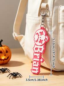 1pc Customizable English Name Halloween Jack-O'-Lantern Keychain, Funny Grimace Pumpkin Design Personalized Name Keychain, Colorful Letter Pendant - Multicolor - View 5