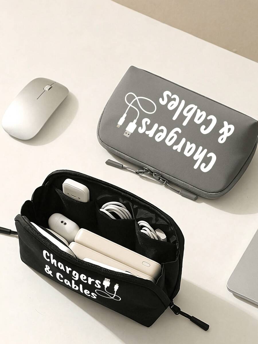 Large‑Capacity Travel Digital Storage Bag, Water‑Resistant Multi‑Compartment Organizer For Cables, Chargers, Power Bank, Passport, Travel Home Use - Multicolor - View 1