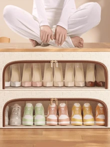 1pc Large Capacity Shoe Storage Box With Lid, Underbed Storage Bin And Foldable Drawer-Style Shoe Organizer, Also For Clothing Storage, Can Be Placed On Top Of Cabinet For Seasonal Storage, Essential Home Underbed And Closet Shoe And Clothing Storage Organizer - View 9