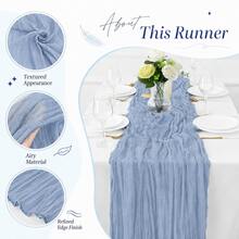 12 Pack Dusty Blue Cheesecloth Table Runner, Boho Gauze Table Runner, Rustic Sheer Cheese Cloth Runner For Wedding Reception, Bridal Shower, Baby Shower, Birthday Party, Anniversary, Farmhouse Dining Table Centerpiece, Holiday And Home Decor - Grey-blue - View 8