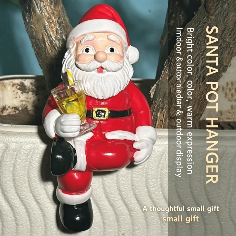 Santa Claus Hanging Planter Decor, Creative Fish Tank & Flower Pot Edge Ornament, Christmas Garden Small Decoration Gift - Santa Claus - View 1