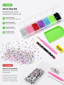 Flat Back Rhinestone Starter Set - Mixed Color AB Rhinestones, Includes 7-Compartment Storage Box, Suitable For DIY Nail Art, Hair Clips And Clothing Decoration, BB Clip Jewelry Making, Glass Bottle DIY, Shoes, Phone Case Decoration, Holiday Makeup And Handmade Crafts - A - View 6