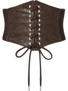 1pc Women's Renaissance Era Accessory, Coffee-Colored Sheer Lace Corset, Sexy Costume Suitable For Halloween Night Party Or Daily Outfit Matching - Brown - View 10