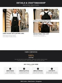 Men's Black Denim Dungarees Chest Pocket Multi Pocket Overalls - Black - View 6