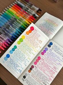 Colorful Gel Pens, Classic Colored Writing Pens, Colored Pencils, Can Be Used For Drawing And Marking, Signature Pens, Sketching Pens And Journaling Pens, Office And Student Pens, Suitable For Office, Meetings, Study Notes, Highlighting, Back To School Stationery - A - View 2