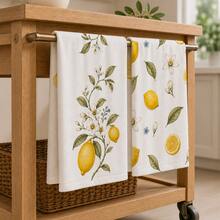 2/4/6/8pcs Lemon Kitchen Towels, Watercolor Lemon, Citrus Flower & Leaf Botanical Print, Decorative Napkins, Tea Towels & Hand Towels, Mediterranean French Country Summer Kitchen Decor, Housewarming Gift - Multicolor - View 8