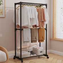 Rack para Ropa Multifuncional con Doble Barra y Estante Inferior, Perchero de Piso con Ruedas para Organizar Prendas, Zapatos, Bolsas y Accesorios, Estructura Vertical para Aprovechar Mejor el Espacio, Ideal para Recámara, Closet Abierto, Lavandería, Departamento y Oficina, Organizador Práctico para el Día a Día - Blanco - Ver 4